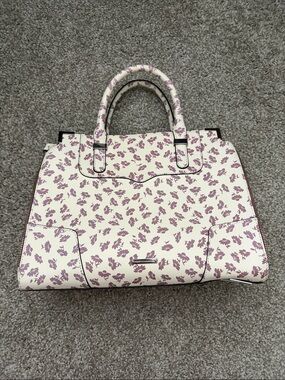 Rebecca Minkoff Cream Satchel Handbag with Lavender Floral Print